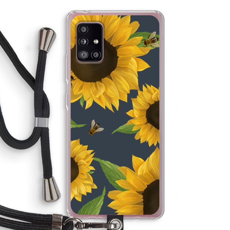 Sunflower and bees: Samsung Galaxy A51 5G Transparant Hoesje met koord