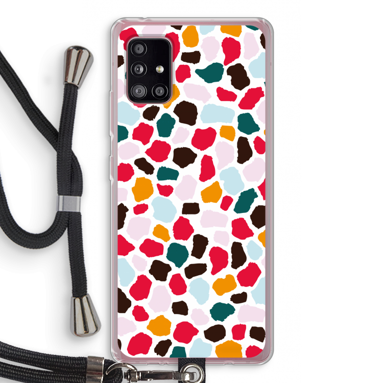Colored Giraffe: Samsung Galaxy A51 5G Transparant Hoesje met koord