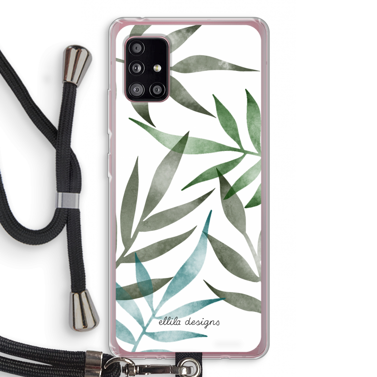 Tropical watercolor leaves: Samsung Galaxy A51 5G Transparant Hoesje met koord