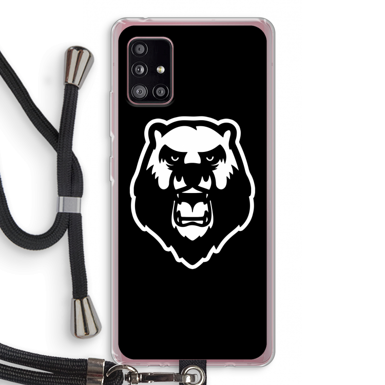 Angry Bear (black): Samsung Galaxy A51 5G Transparant Hoesje met koord