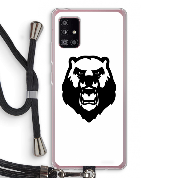 Angry Bear (white): Samsung Galaxy A51 5G Transparant Hoesje met koord