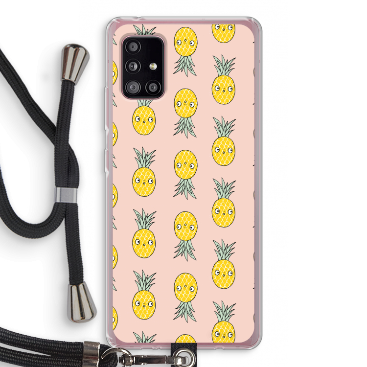 Ananas: Samsung Galaxy A51 5G Transparant Hoesje met koord