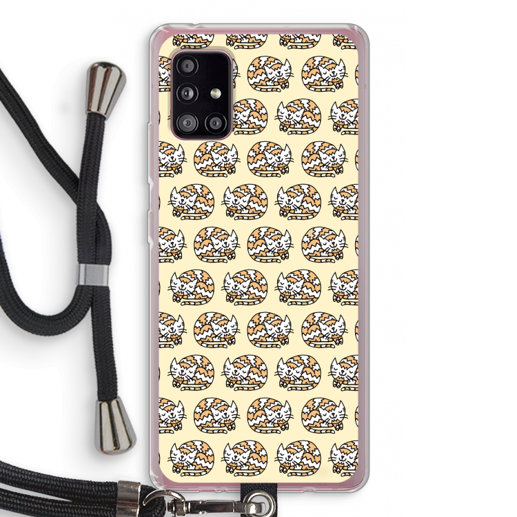 Slapende poes: Samsung Galaxy A51 5G Transparant Hoesje met koord
