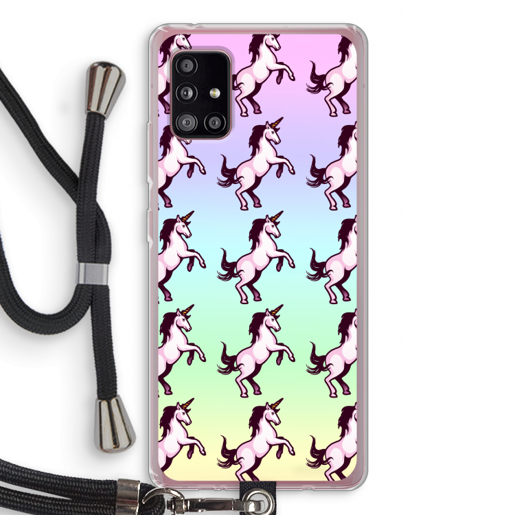 Musketon Unicorn: Samsung Galaxy A51 5G Transparant Hoesje met koord