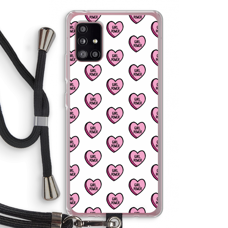 GIRL POWER: Samsung Galaxy A51 5G Transparant Hoesje met koord