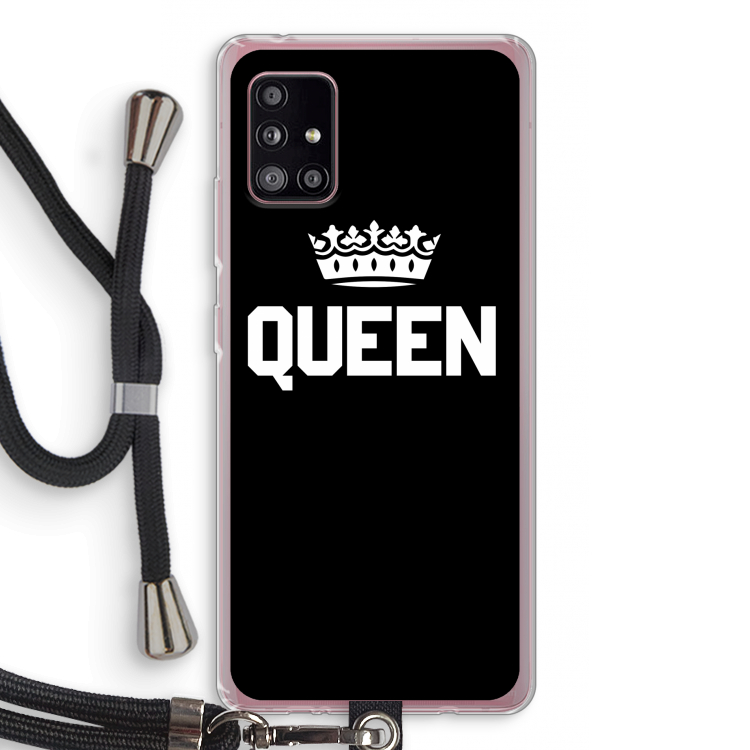 Queen zwart: Samsung Galaxy A51 5G Transparant Hoesje met koord