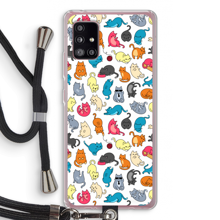 Kleurrijke katten: Samsung Galaxy A51 5G Transparant Hoesje met koord
