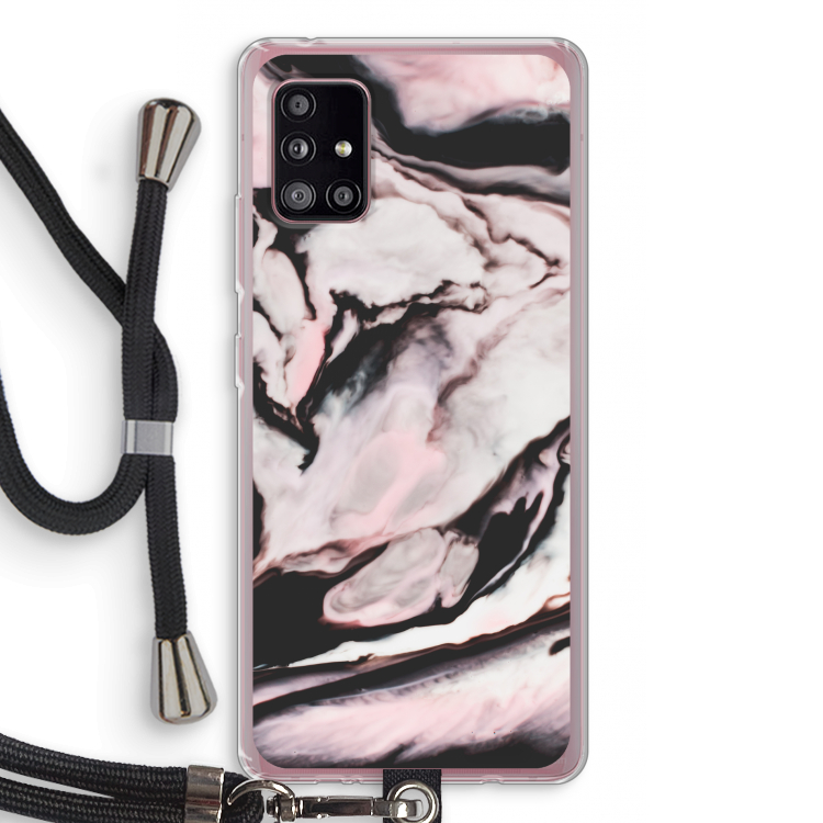 Roze stroom: Samsung Galaxy A51 5G Transparant Hoesje met koord