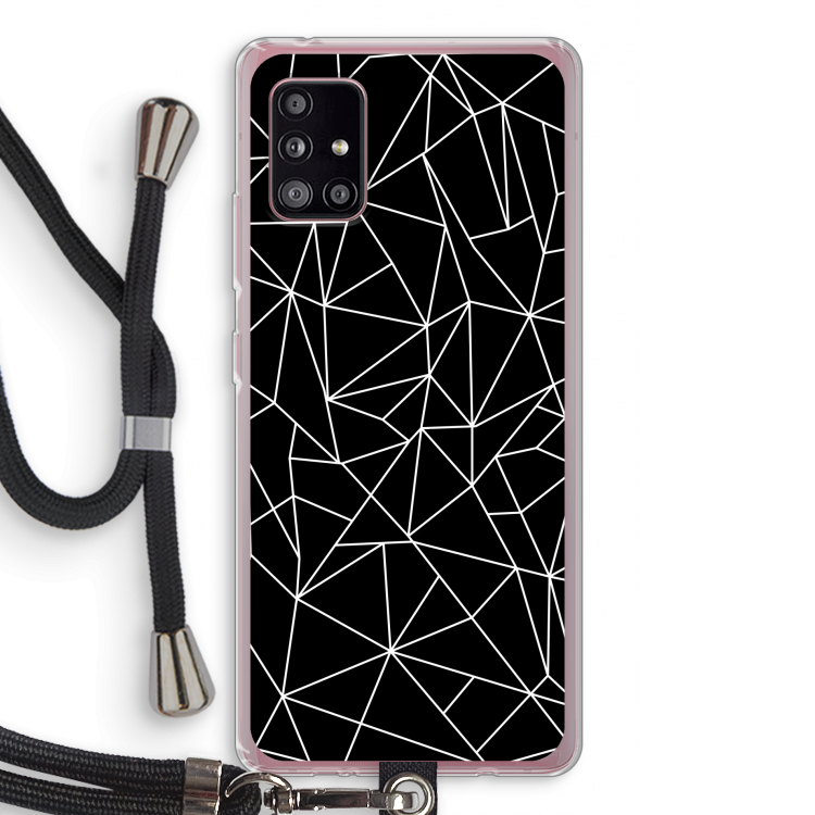 Geometrische lijnen wit: Samsung Galaxy A51 5G Transparant Hoesje met koord