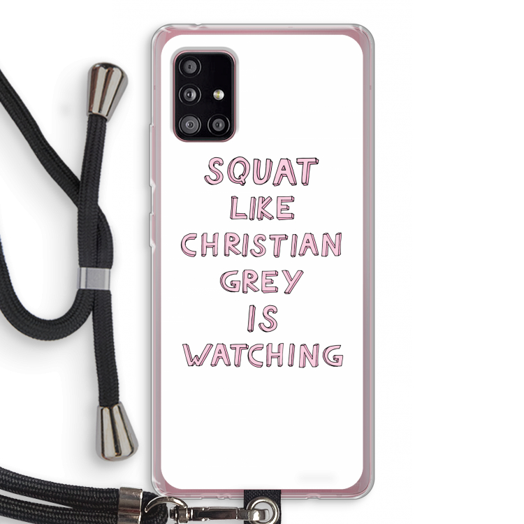 Christian Grey: Samsung Galaxy A51 5G Transparant Hoesje met koord