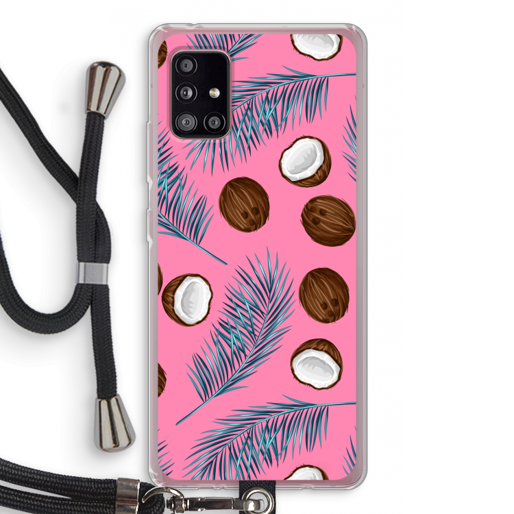 Kokosnoot roze: Samsung Galaxy A51 5G Transparant Hoesje met koord