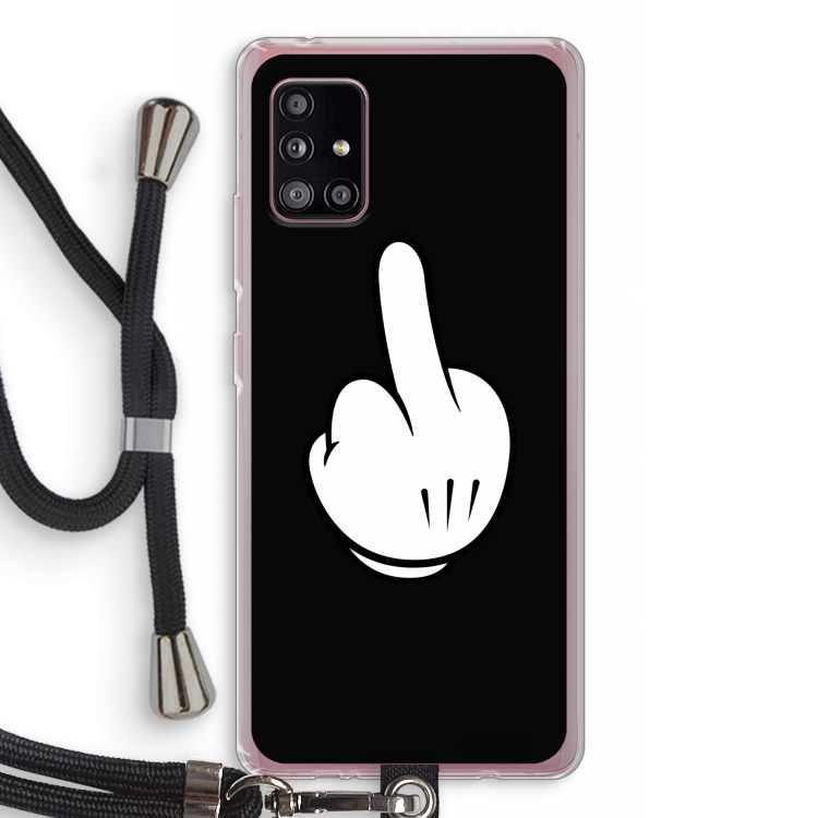 Middle finger black: Samsung Galaxy A51 5G Transparant Hoesje met koord