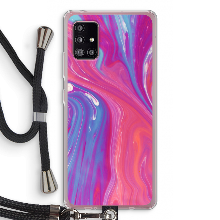 Paarse stroom: Samsung Galaxy A51 5G Transparant Hoesje met koord