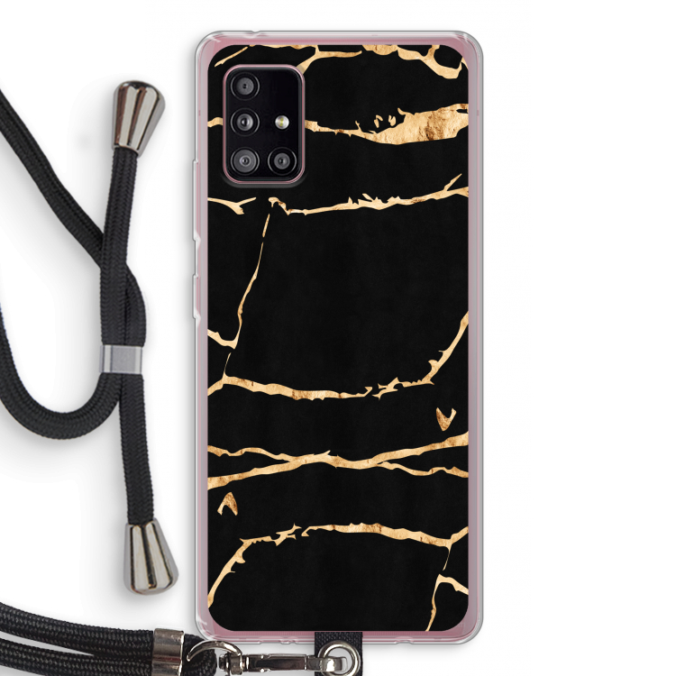 Gouden marmer: Samsung Galaxy A51 5G Transparant Hoesje met koord