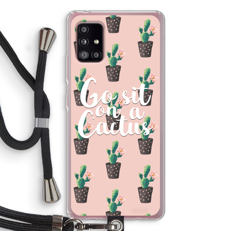 Cactus quote: Samsung Galaxy A51 5G Transparant Hoesje met koord