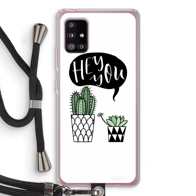 Hey you cactus: Samsung Galaxy A51 5G Transparant Hoesje met koord