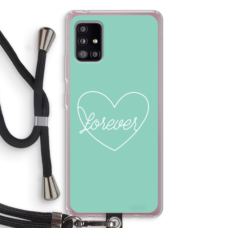 Forever heart pastel: Samsung Galaxy A51 5G Transparant Hoesje met koord