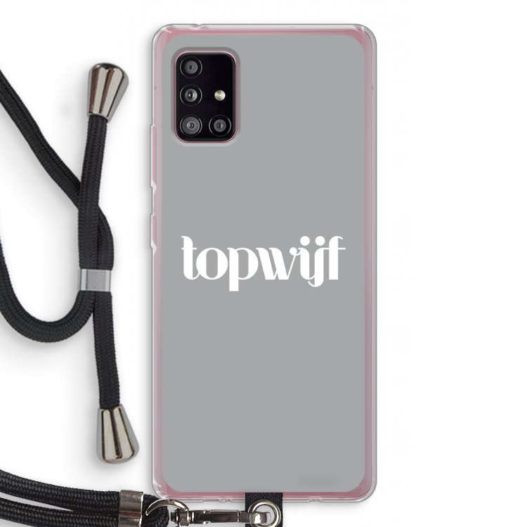 Topwijf Grijs Wit: Samsung Galaxy A51 5G Transparant Hoesje met koord