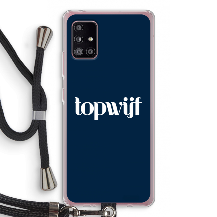 Topwijf Navy: Samsung Galaxy A51 5G Transparant Hoesje met koord
