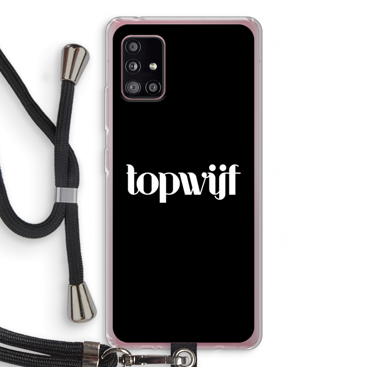 Topwijf Zwart: Samsung Galaxy A51 5G Transparant Hoesje met koord