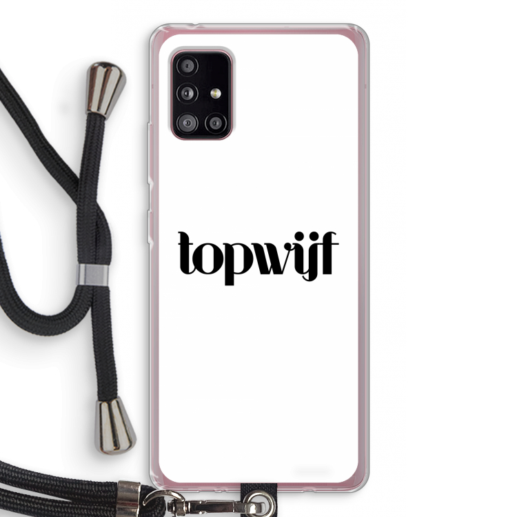 Topwijf Wit: Samsung Galaxy A51 5G Transparant Hoesje met koord