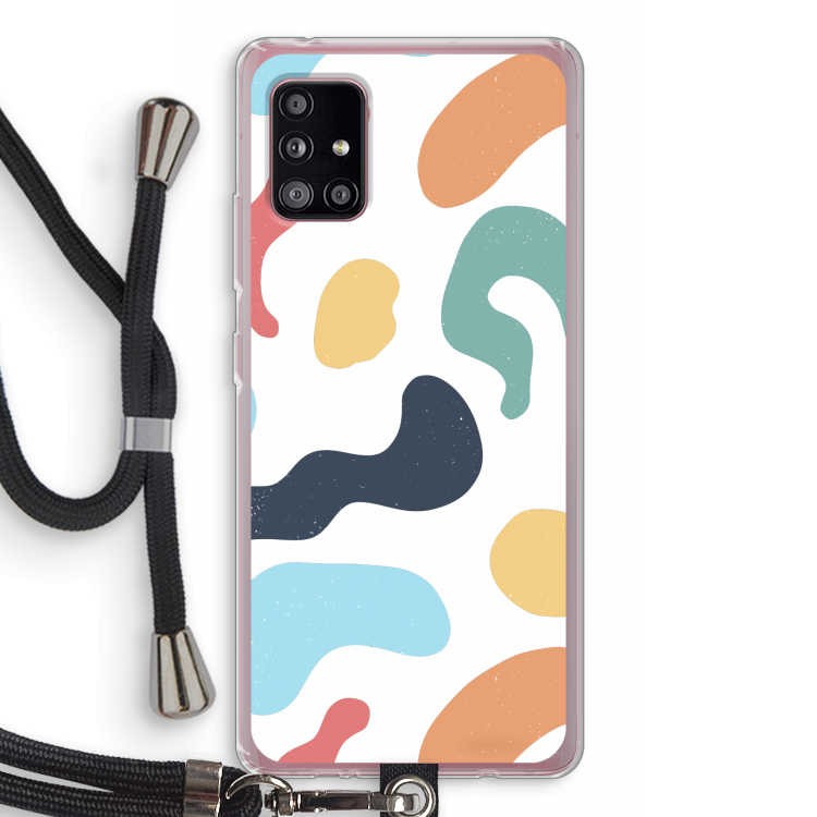 Memphis Shapes Blue: Samsung Galaxy A51 5G Transparant Hoesje met koord