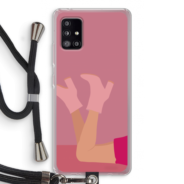 Pink boots: Samsung Galaxy A51 5G Transparant Hoesje met koord