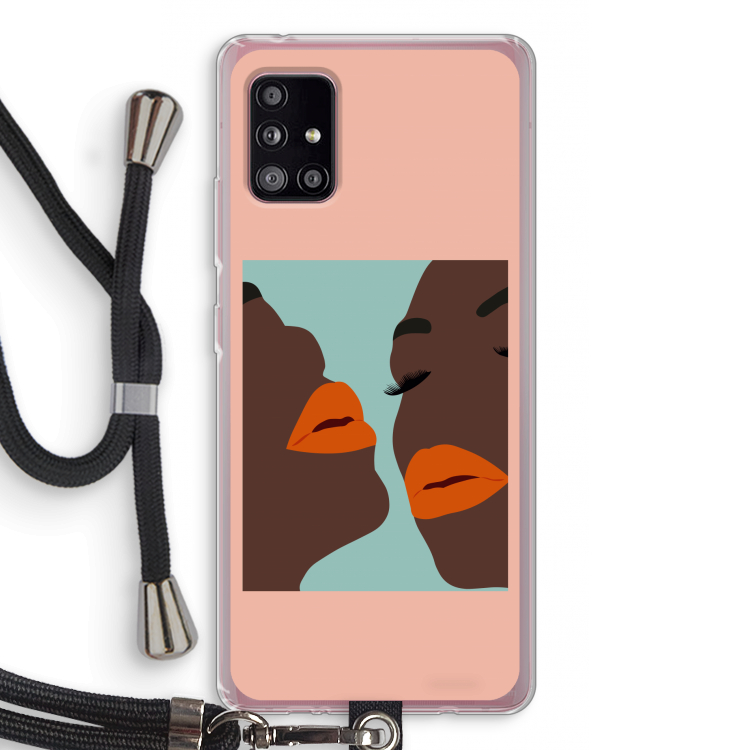 Orange lips: Samsung Galaxy A51 5G Transparant Hoesje met koord