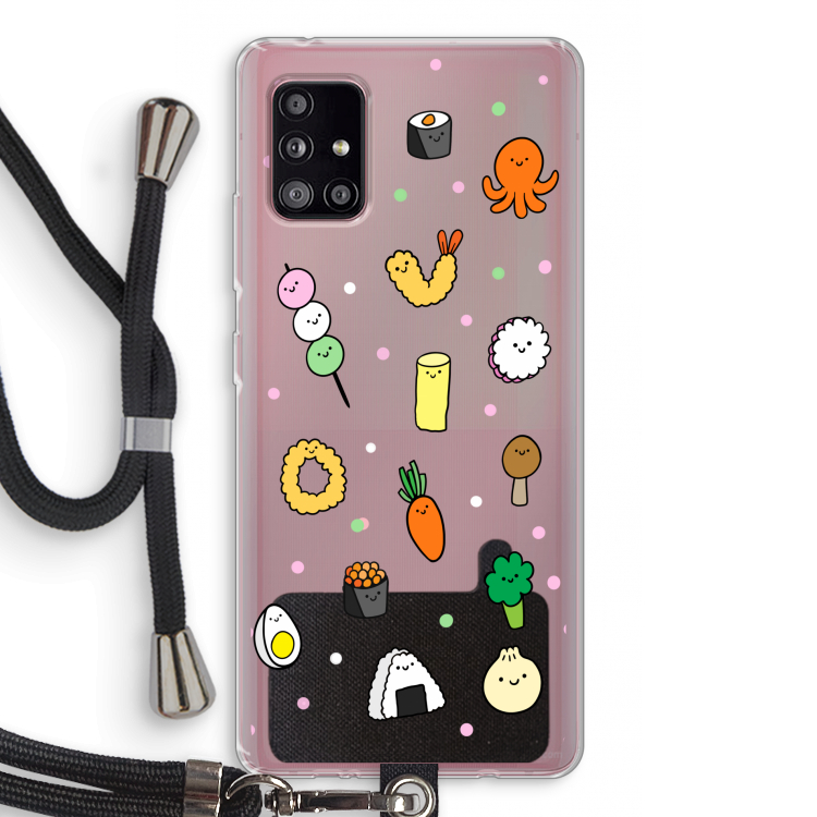 Happy bento friends: Samsung Galaxy A51 5G Transparant Hoesje met koord