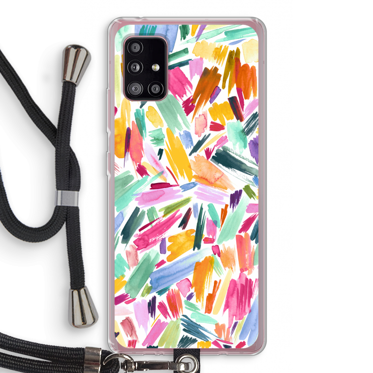 Watercolor Brushstrokes: Samsung Galaxy A51 5G Transparant Hoesje met koord