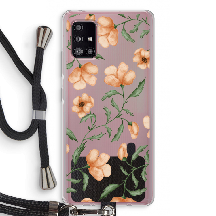 Peachy flowers: Samsung Galaxy A51 5G Transparant Hoesje met koord