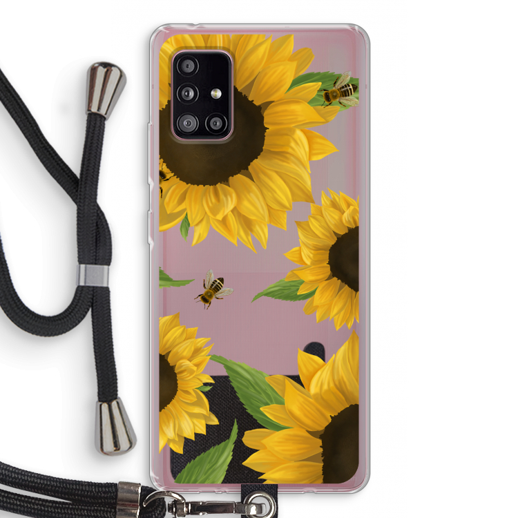 Sunflower and bees: Samsung Galaxy A51 5G Transparant Hoesje met koord