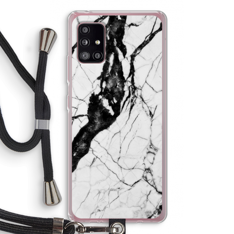 Witte marmer 2: Samsung Galaxy A51 5G Transparant Hoesje met koord