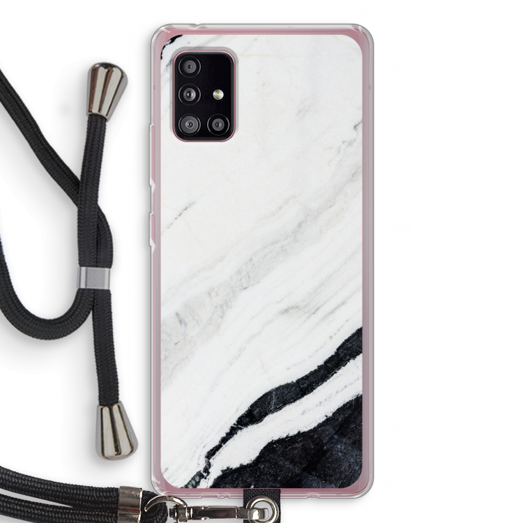 Elegante marmer: Samsung Galaxy A51 5G Transparant Hoesje met koord