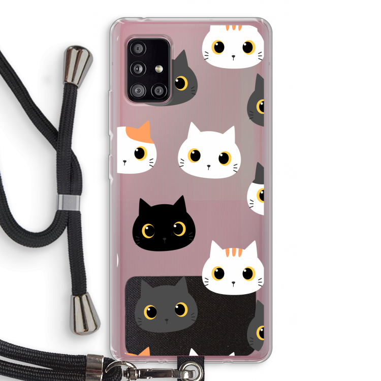 Katten: Samsung Galaxy A51 5G Transparant Hoesje met koord