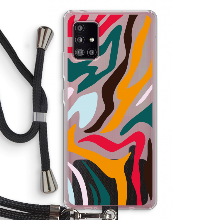 Colored Zebra: Samsung Galaxy A51 5G Transparant Hoesje met koord