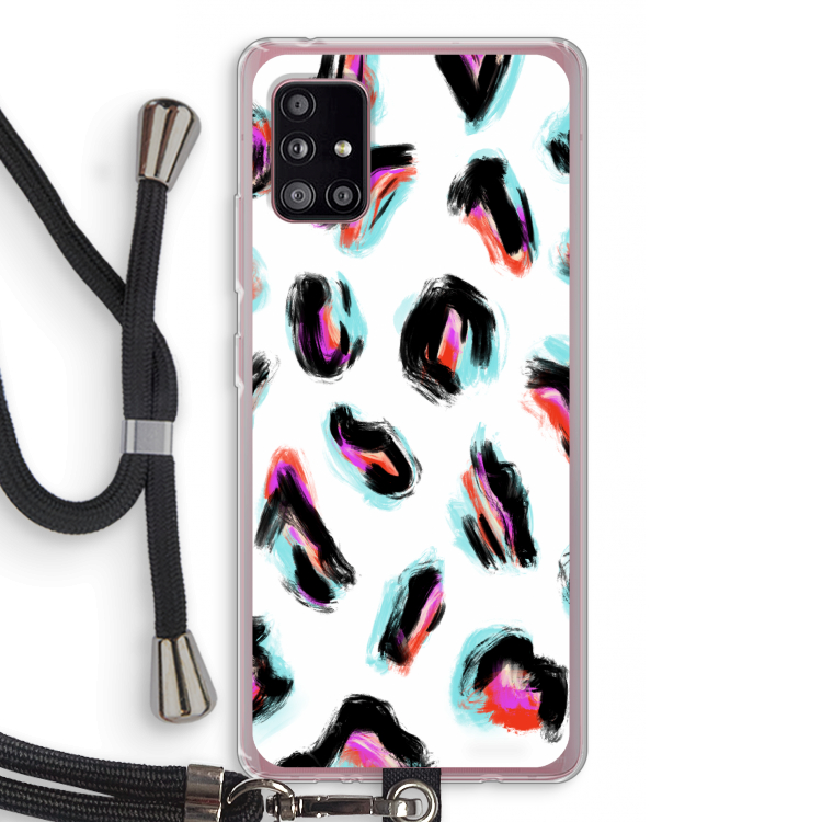 Cheetah color: Samsung Galaxy A51 5G Transparant Hoesje met koord