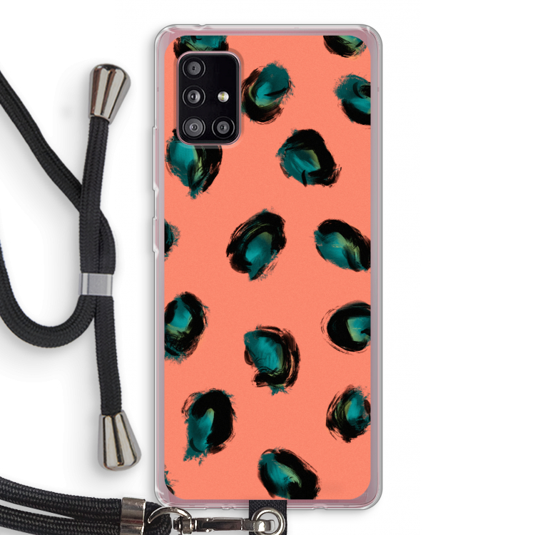 Pink Cheetah: Samsung Galaxy A51 5G Transparant Hoesje met koord