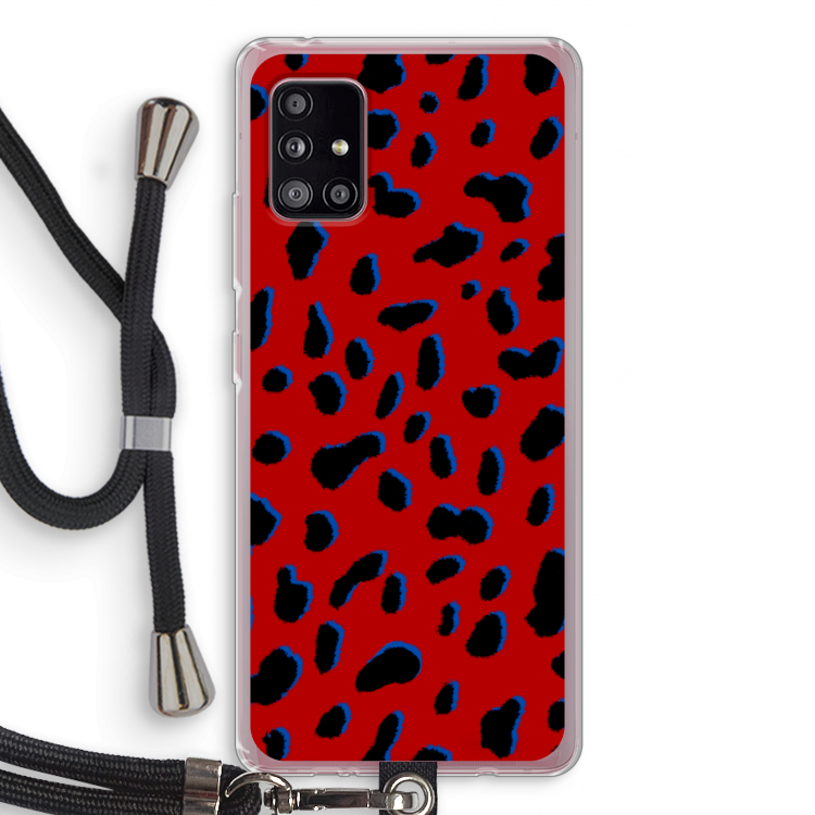 Red Leopard: Samsung Galaxy A51 5G Transparant Hoesje met koord