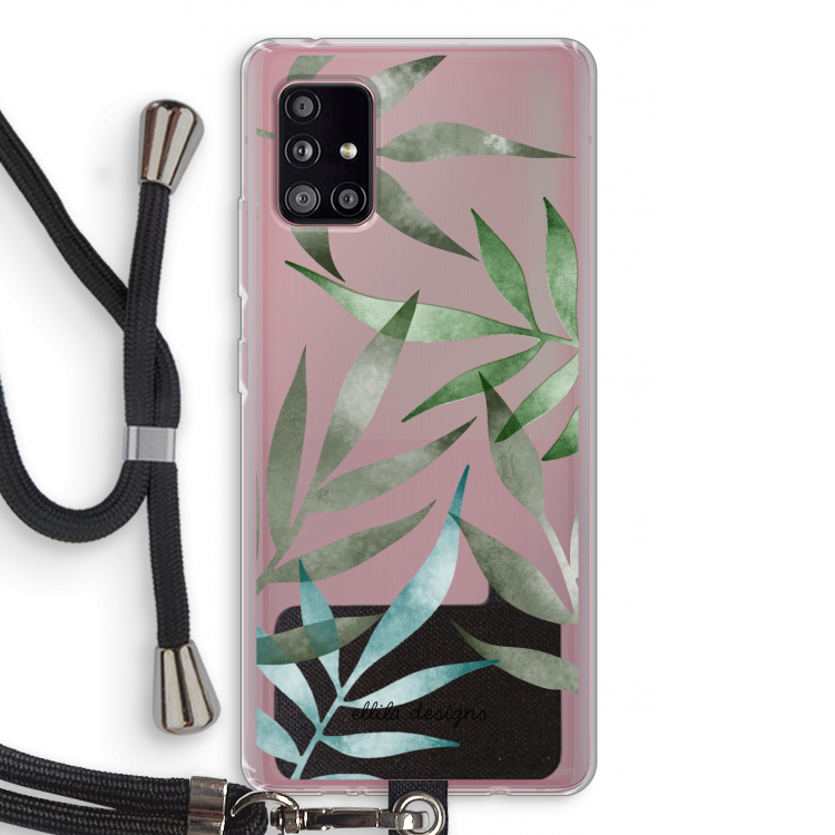 Tropical watercolor leaves: Samsung Galaxy A51 5G Transparant Hoesje met koord