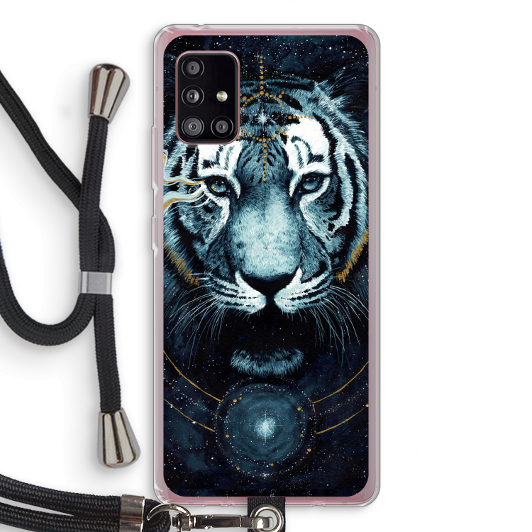 Darkness Tiger: Samsung Galaxy A51 5G Transparant Hoesje met koord