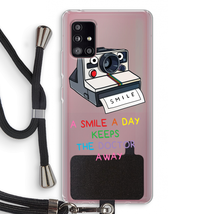 Smile: Samsung Galaxy A51 5G Transparant Hoesje met koord