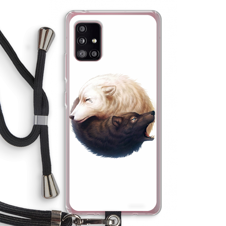Yin Yang Wolves: Samsung Galaxy A51 5G Transparant Hoesje met koord