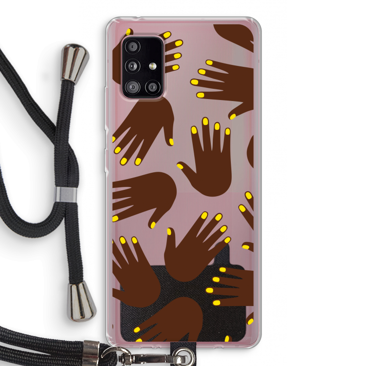 Hands dark: Samsung Galaxy A51 5G Transparant Hoesje met koord