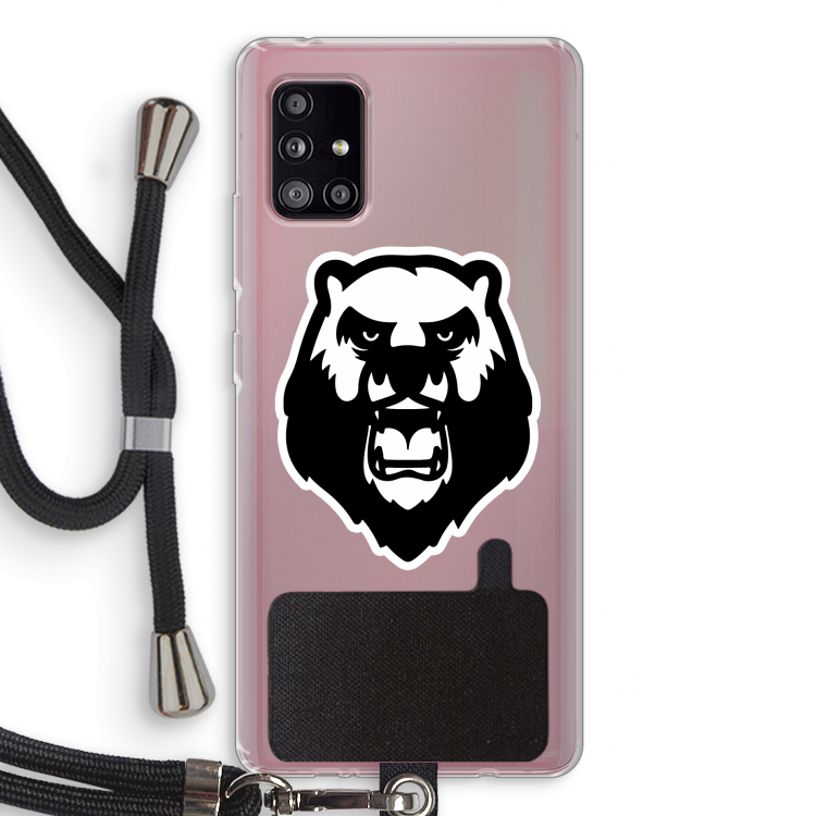 Angry Bear (white): Samsung Galaxy A51 5G Transparant Hoesje met koord