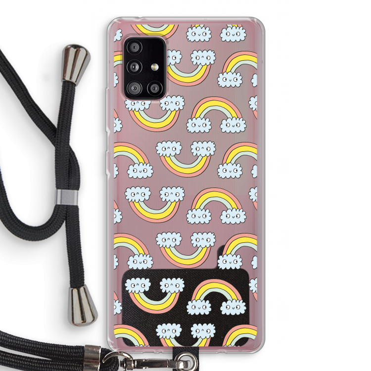 Regenboog: Samsung Galaxy A51 5G Transparant Hoesje met koord