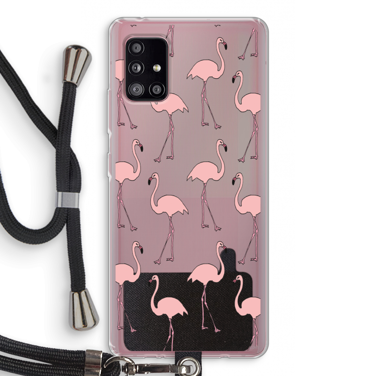 Anything Flamingoes: Samsung Galaxy A51 5G Transparant Hoesje met koord