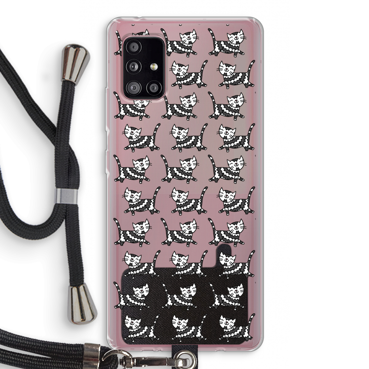 Zwarte poes: Samsung Galaxy A51 5G Transparant Hoesje met koord