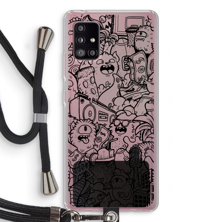 Vexx Black City : Samsung Galaxy A51 5G Transparant Hoesje met koord