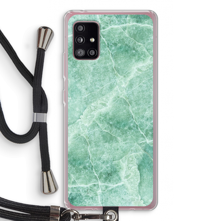 Groen marmer: Samsung Galaxy A51 5G Transparant Hoesje met koord
